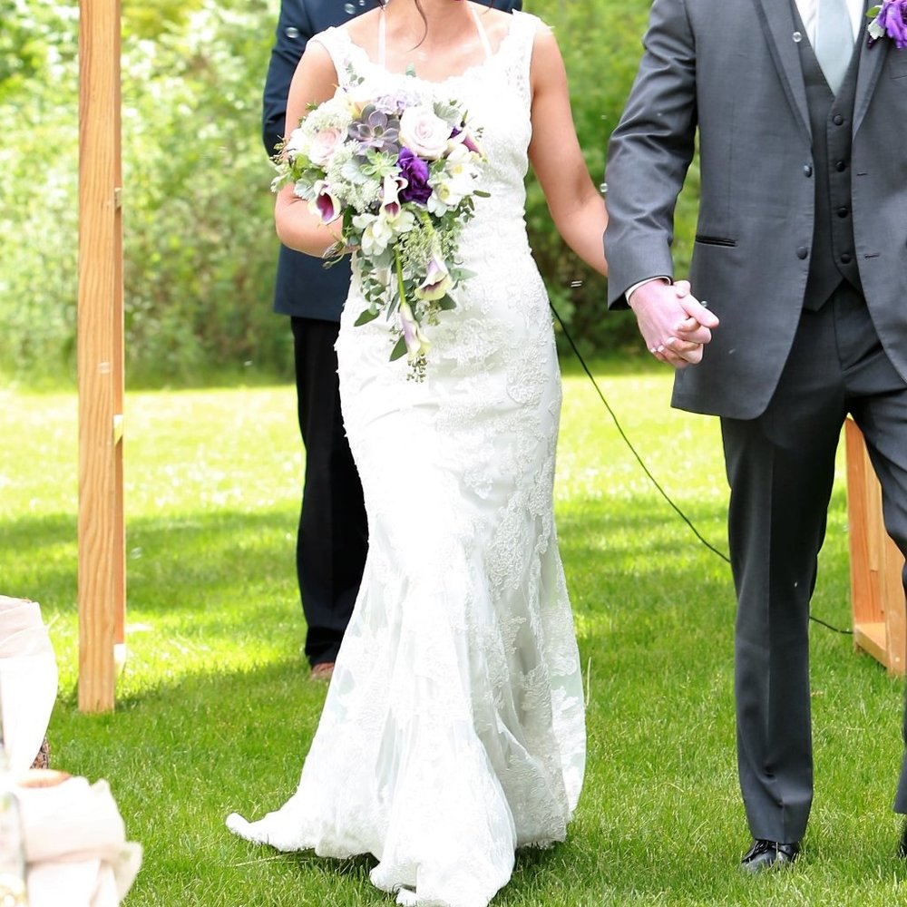 Allure Romance Bridal Dress Lace Overlay W/ Slip